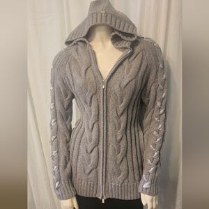 St. John wool cable knit  Full Zip sweater With WoveH&M Gray Cable Knit Cardigan
